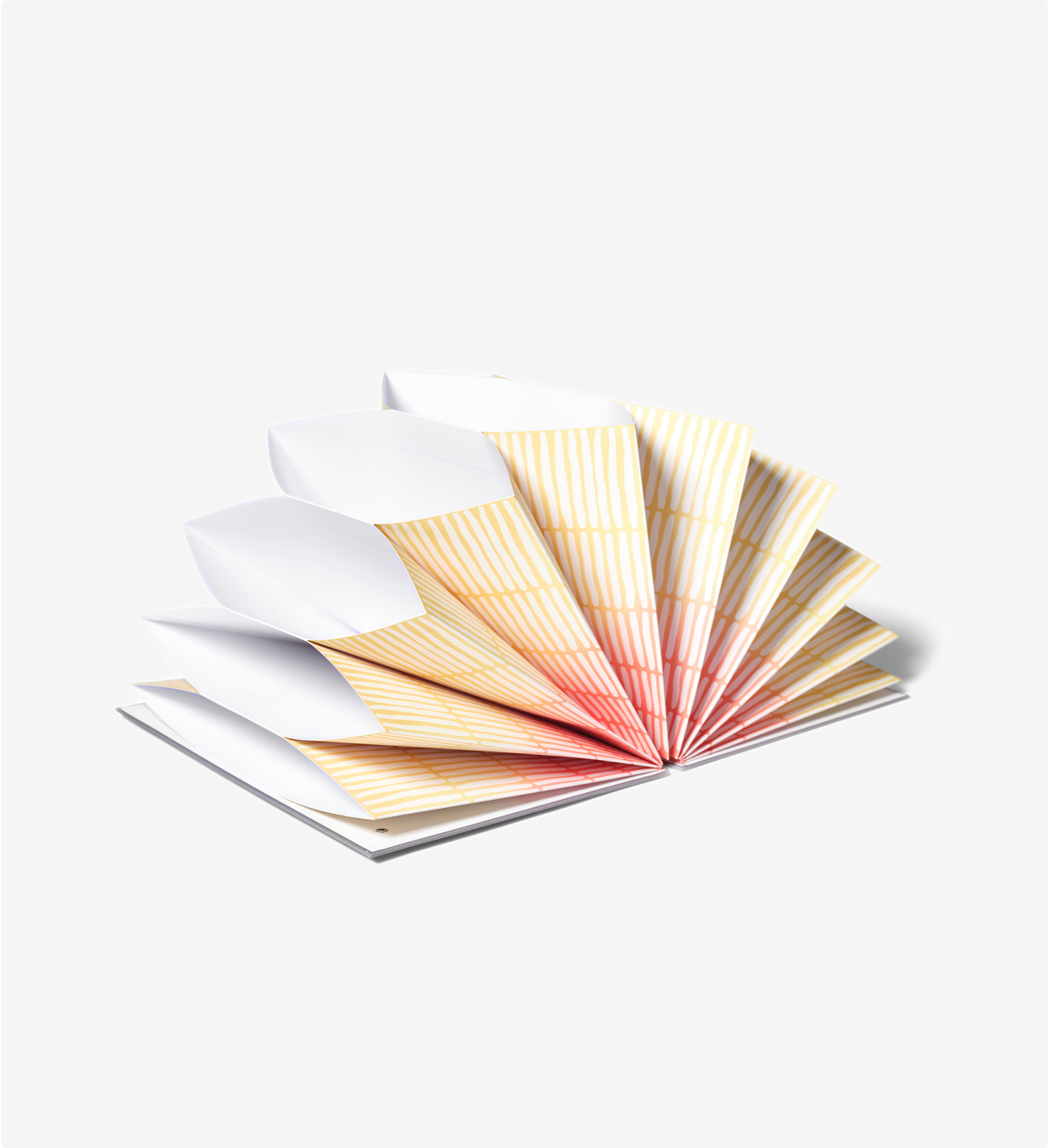 open slate fan folio with colorful interior