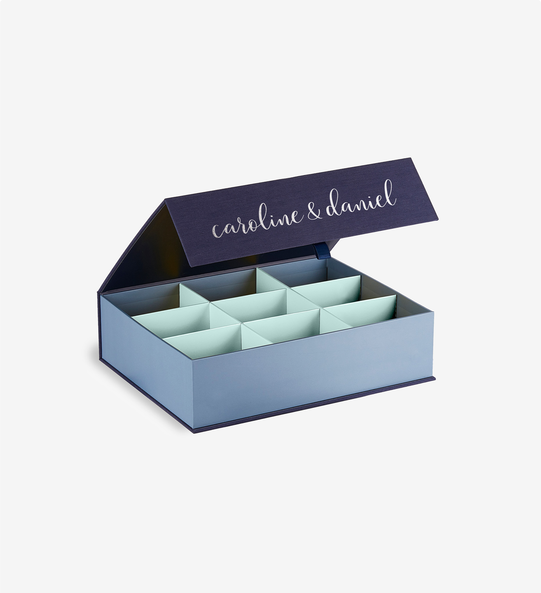 open something blue overflow box personalized with caroline.