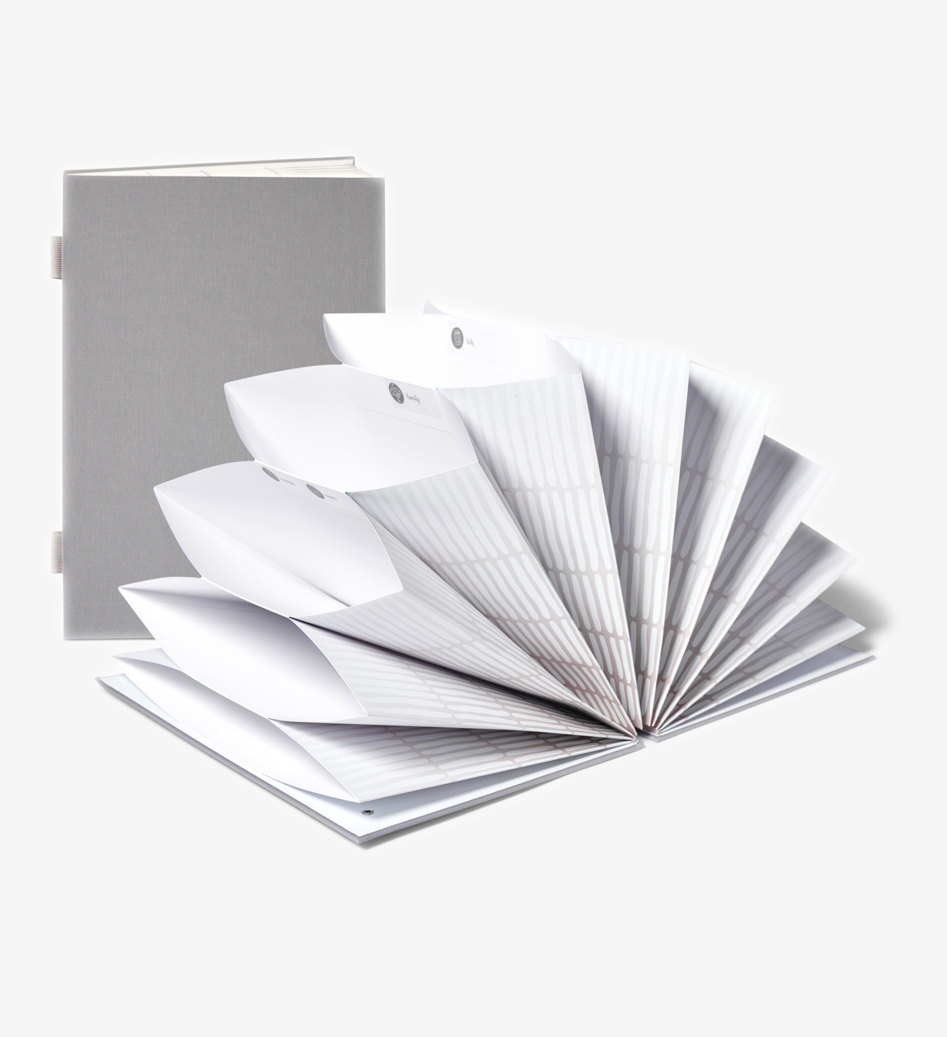 closed and open slate fan folio