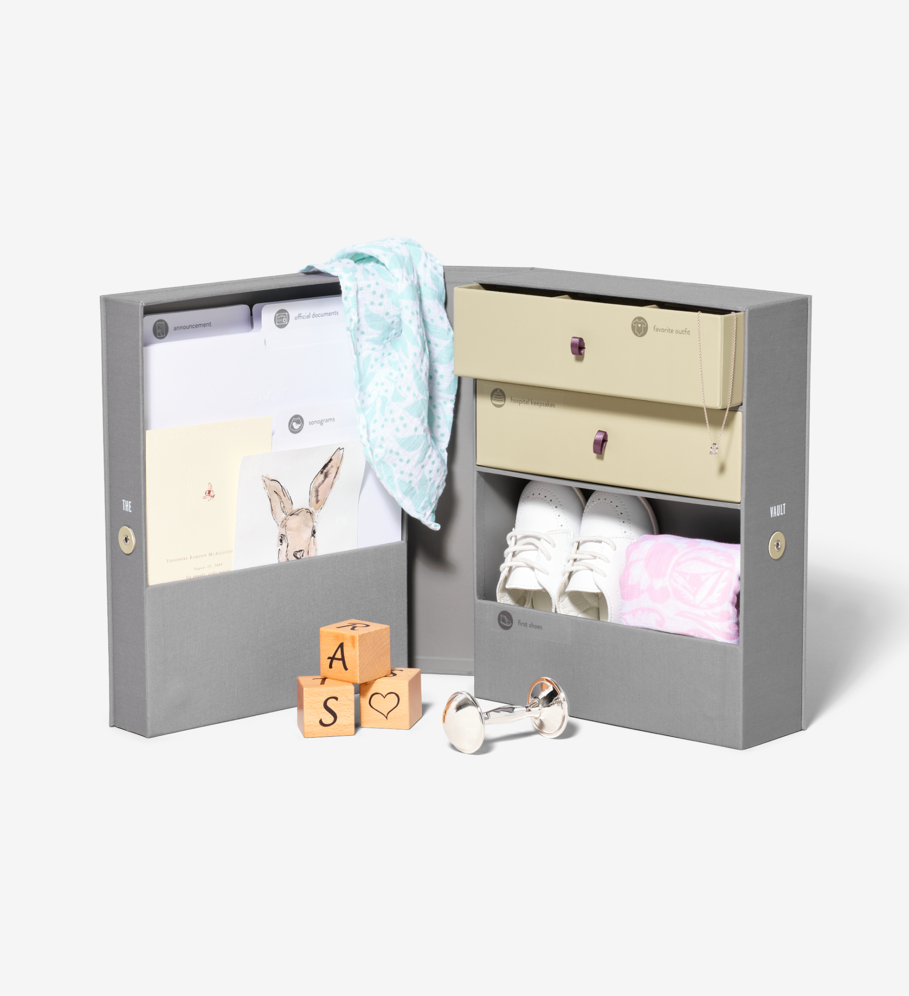 open slate baby vault keepsake box.