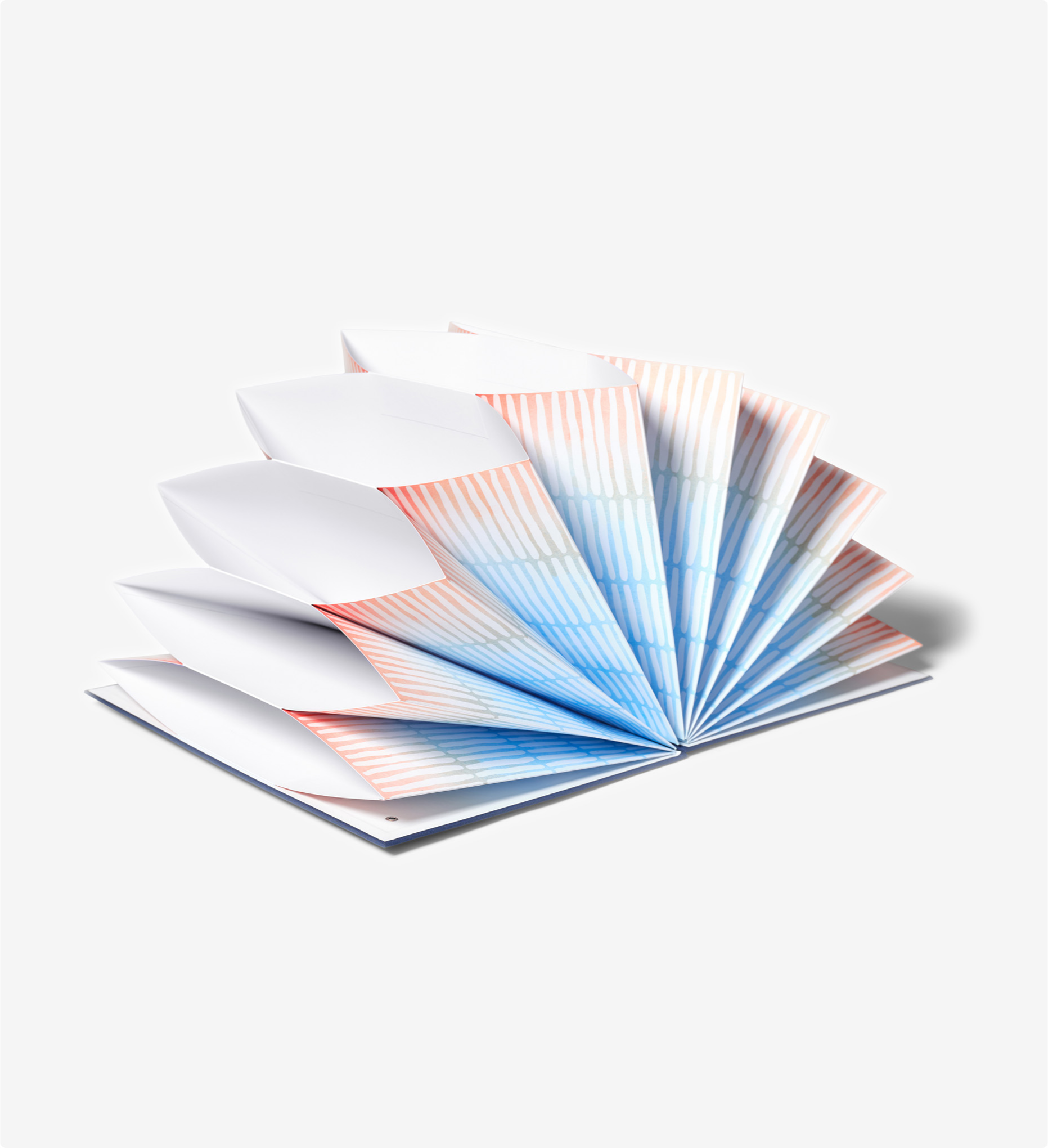 open colorful fan folio.