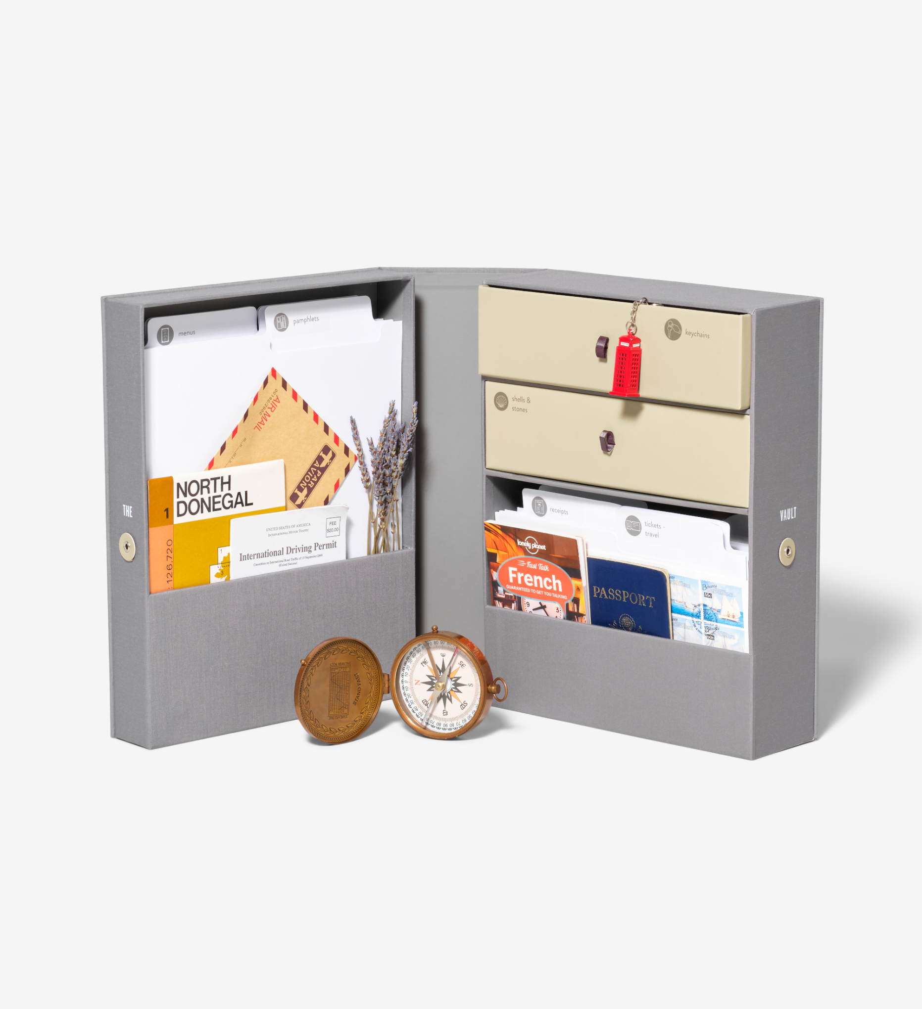 Open slate travel vault keepsake box