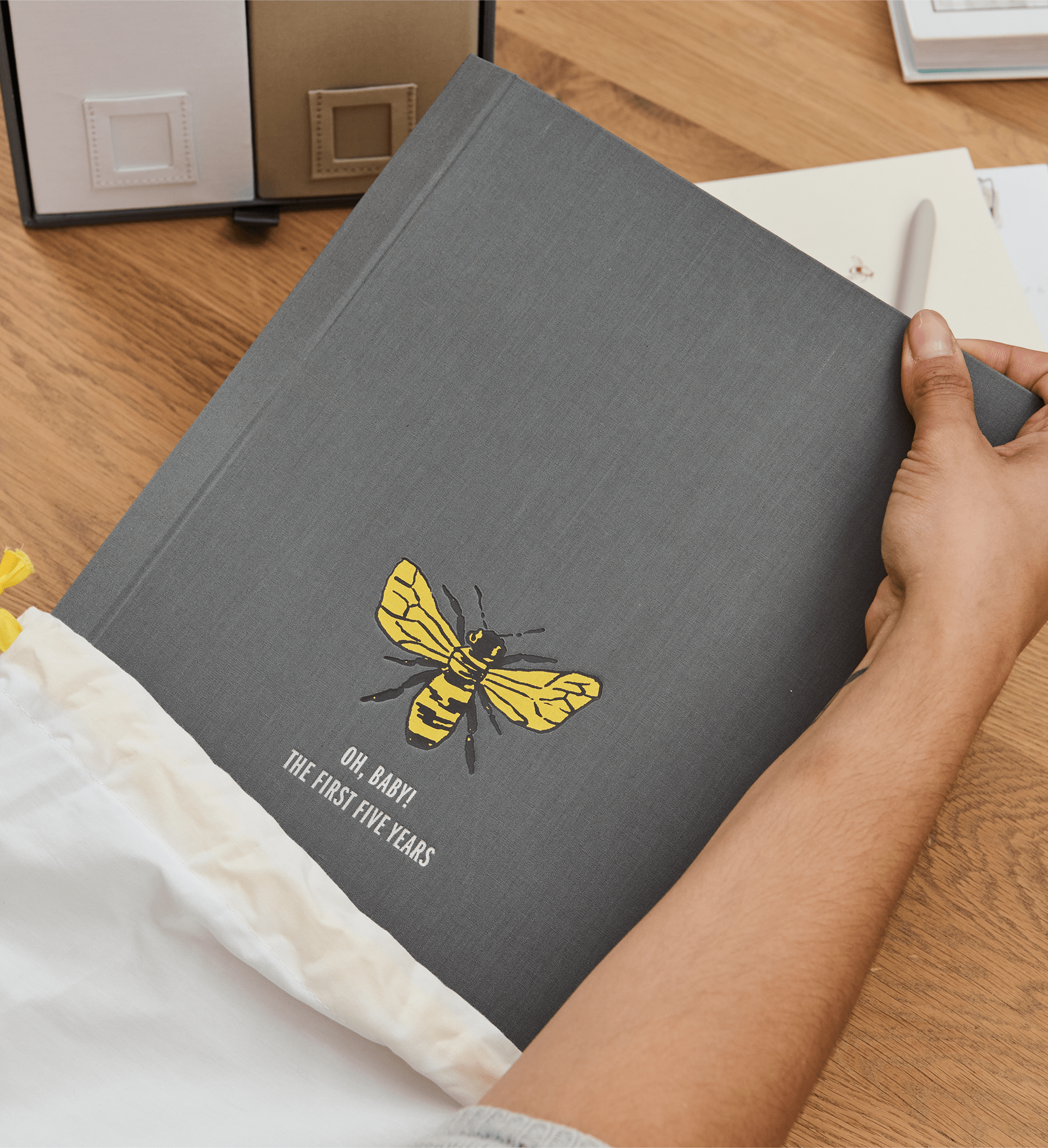 Savor Baby Book gray bee