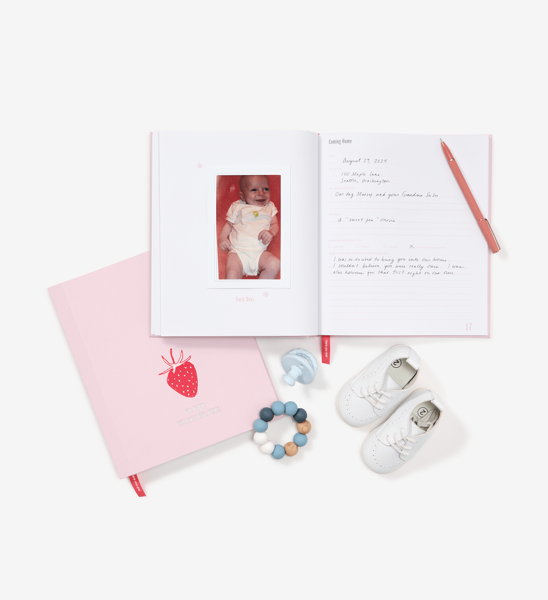 Savor Baby Book pink open propped
