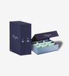 Savor Combo closed Vault keepsake box and overflow box in something blue, both boxes read 'Harper' in a cursive font