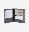 open slate vault keepsake box, with folders and labels