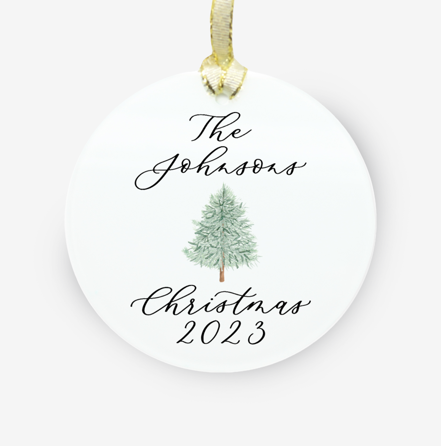 christmas ornament personalized with laura and a tree
