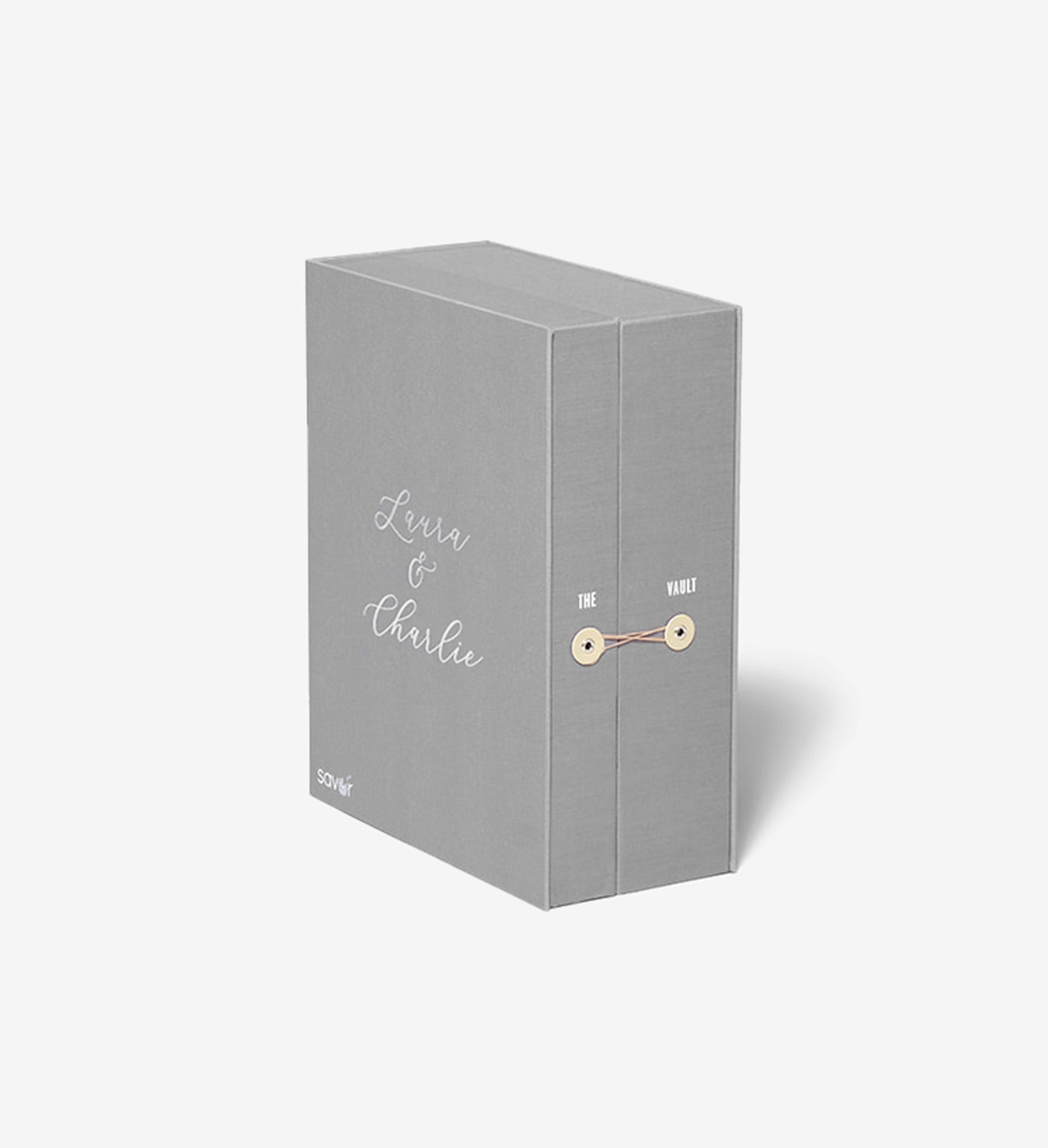 closed slate wedding vault keepsake box personalized with laura.