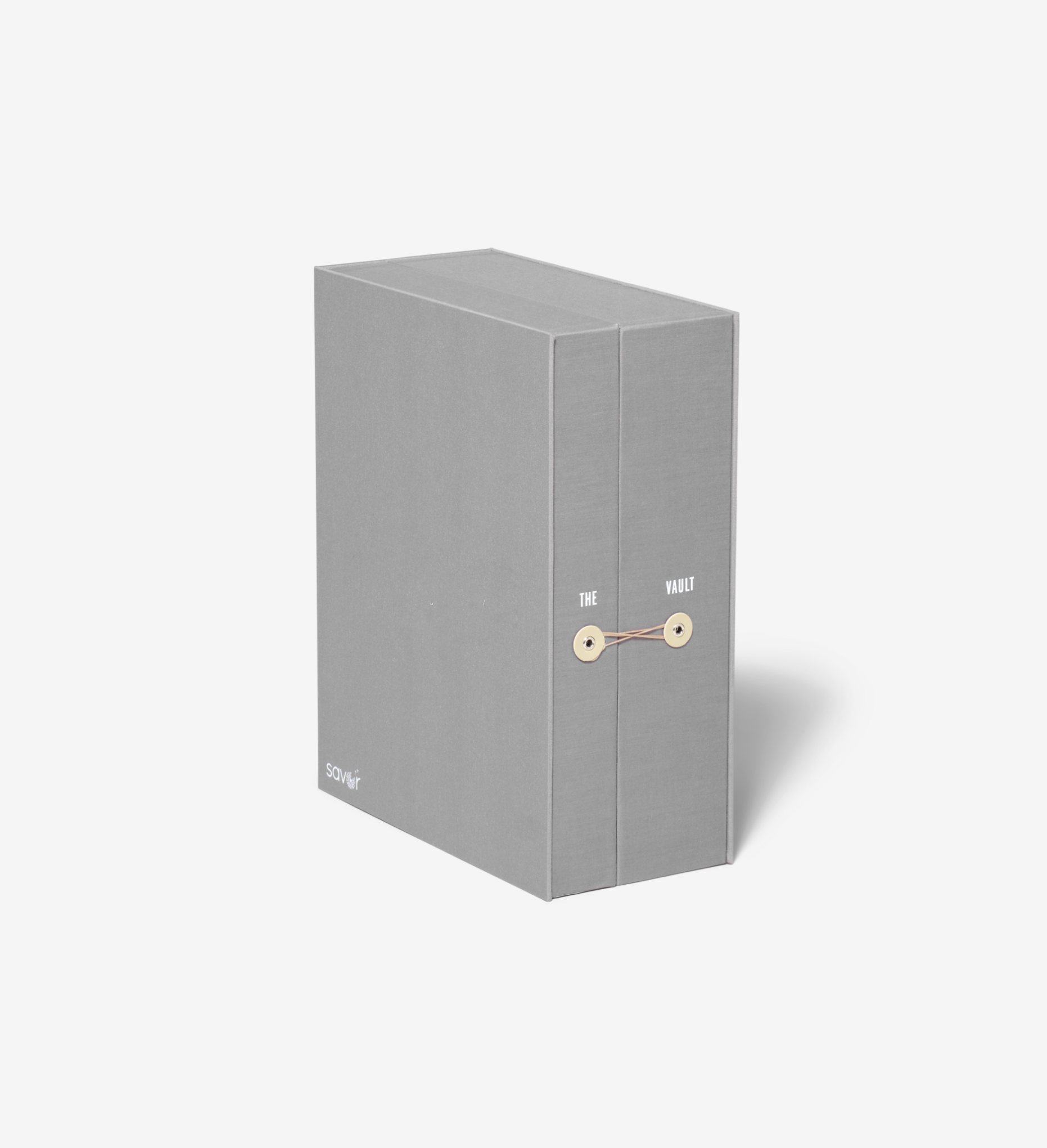 Gray blue savor organizer keepsake box closed on seamless background