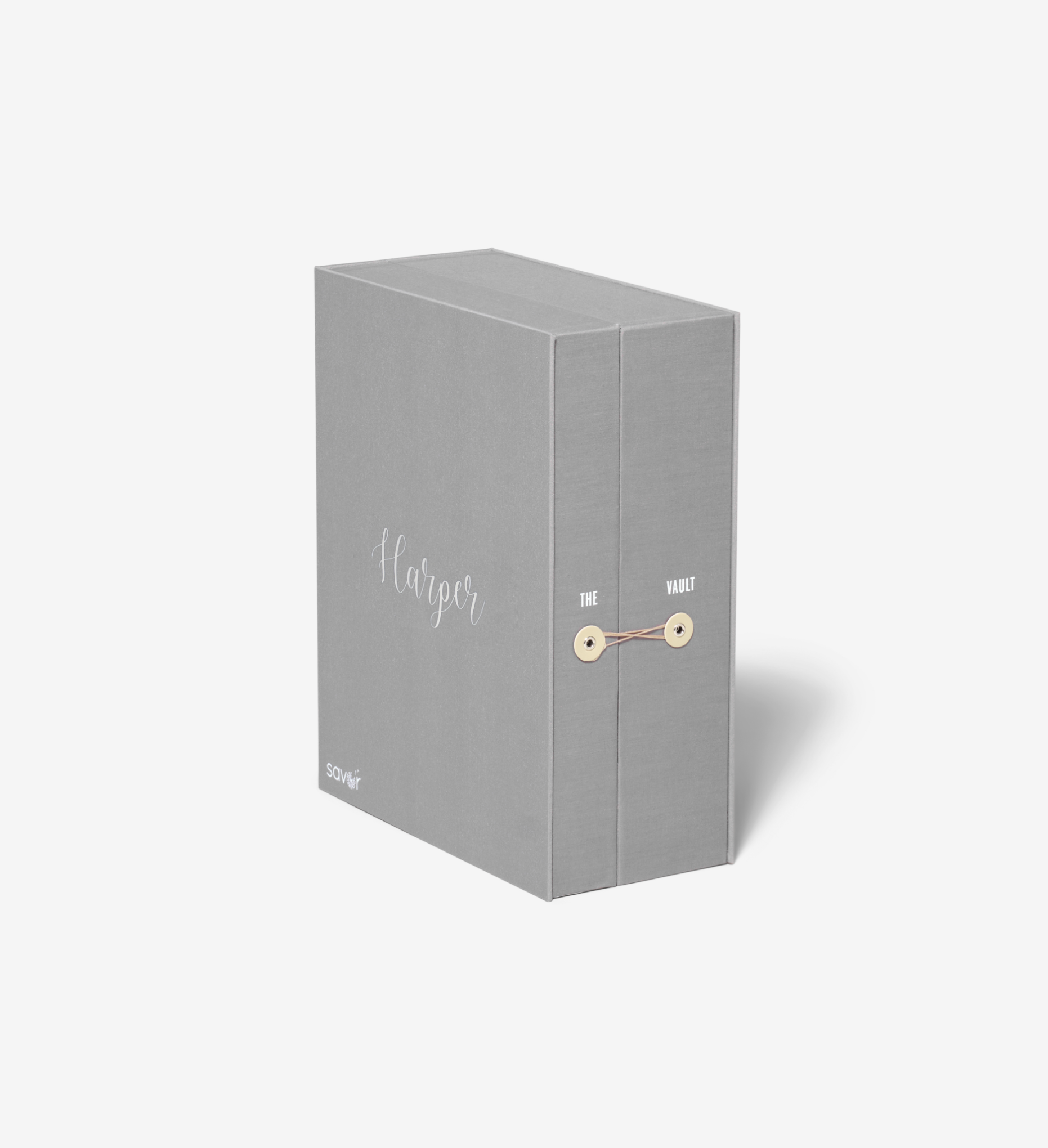 closed slate vault organizer box personalized with harper.