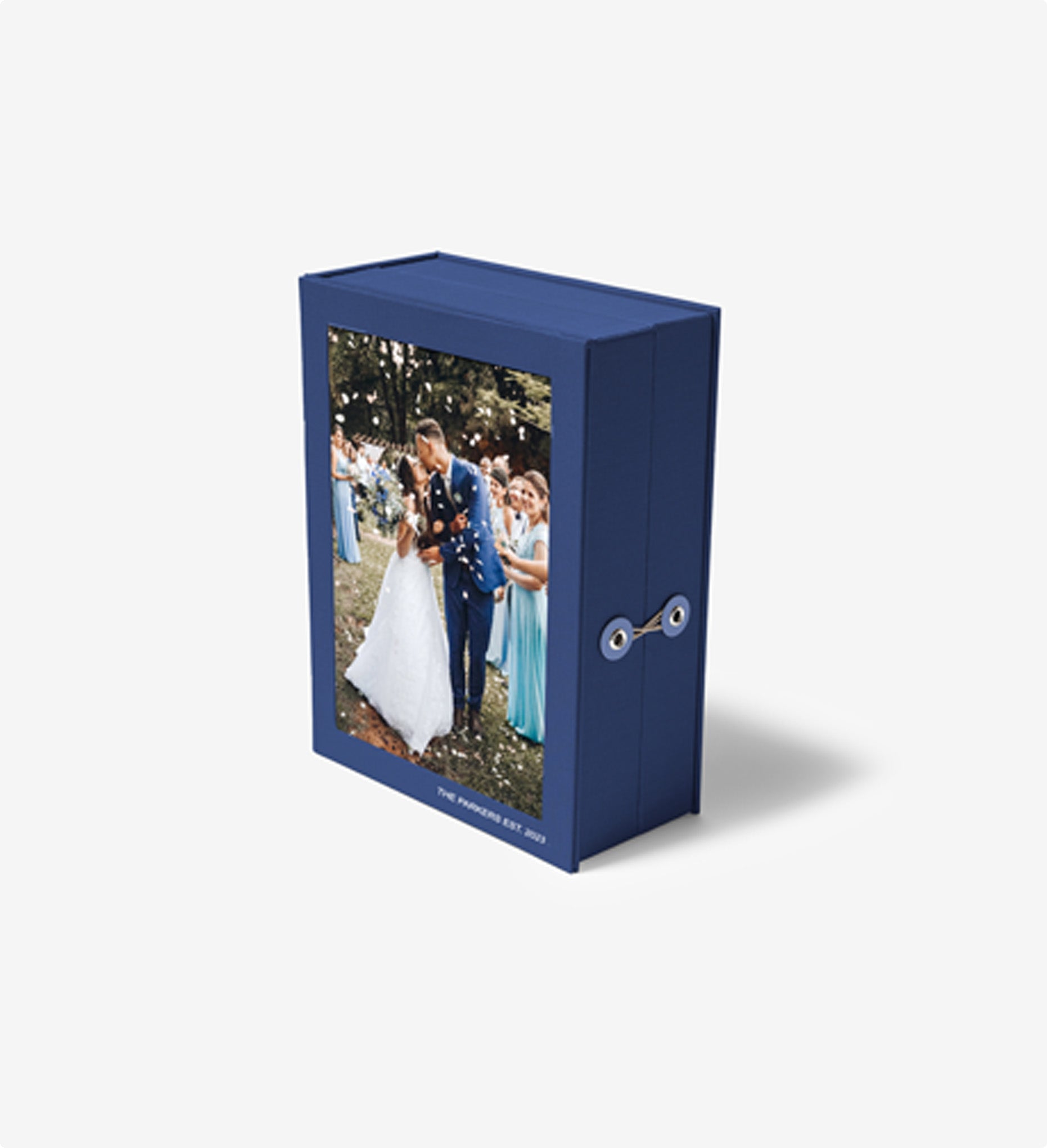closed something blue story box with frame photo in cover.