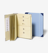savor folio document organizers, one in slate and one in something blue, standing