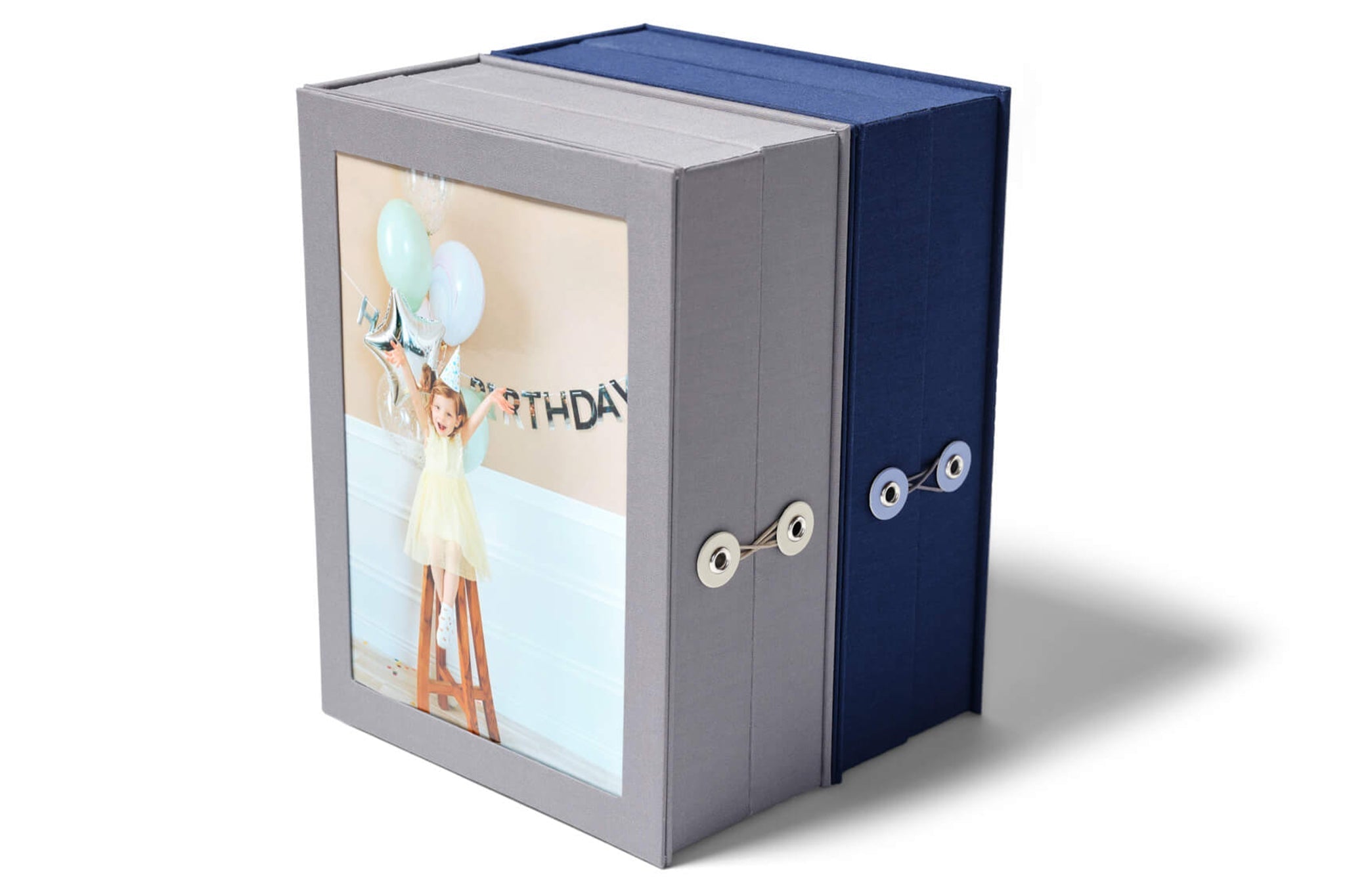slate and blue story keepsake box side by side three quarter view