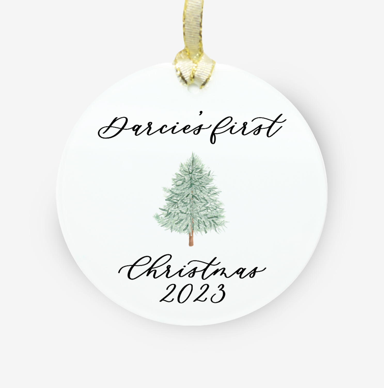 christmas ornament personalized with laura and a tree