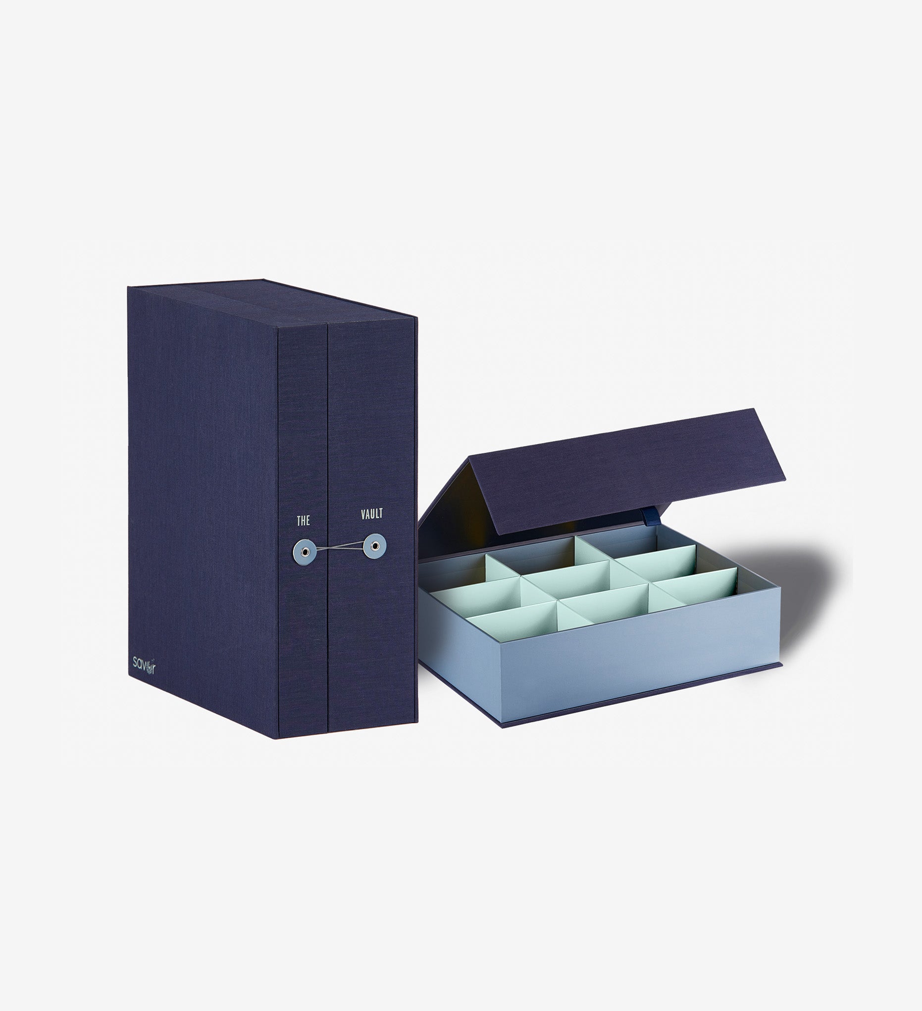 Savor Combo closed Vault keepsake box and overflow box in something blue