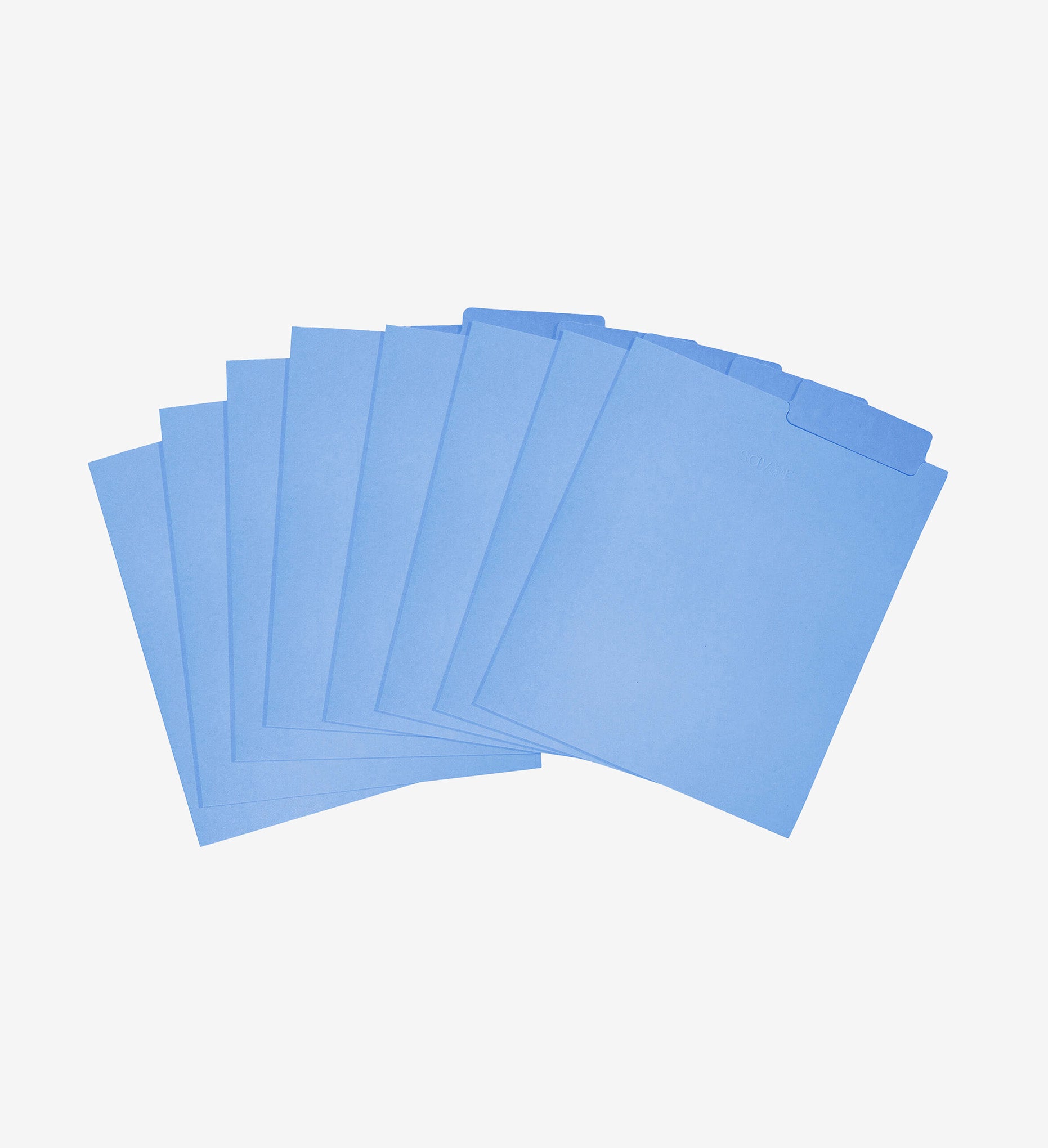 Periwinkle file folders.