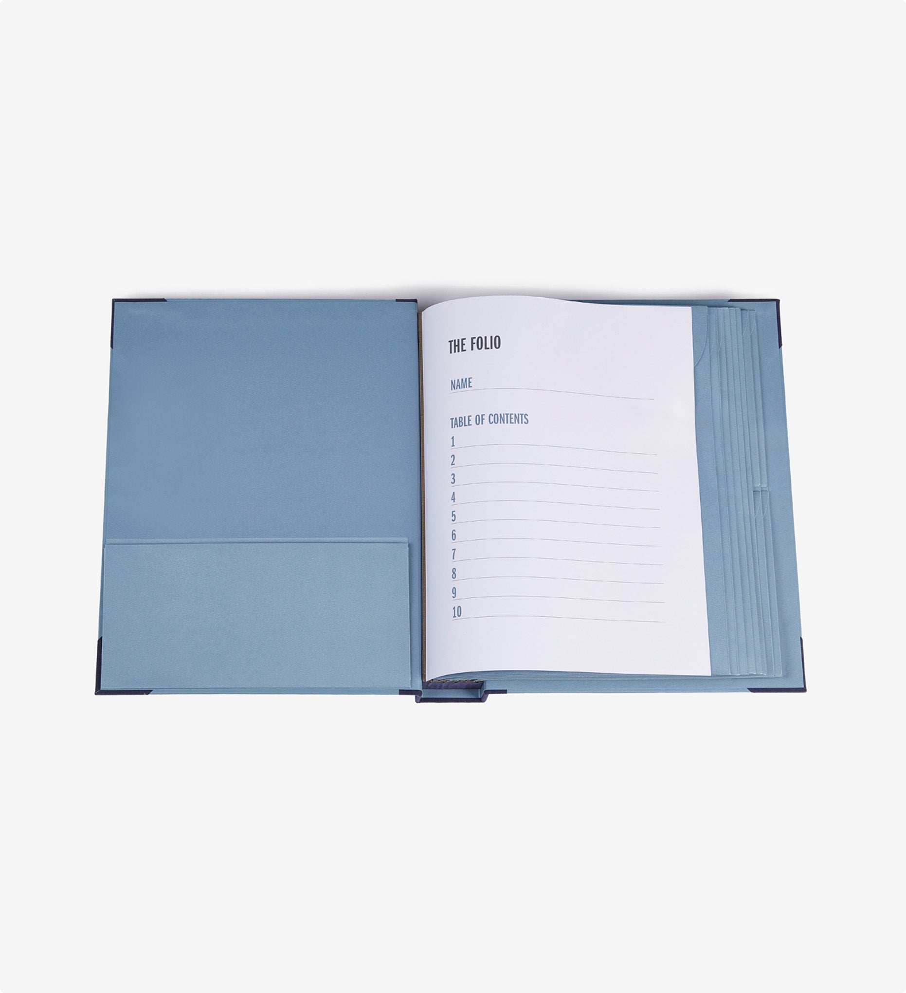 Savor folio document organizer, open with table of contents