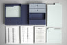 Birdseye, something blue keepsake box laid out with folders and labels