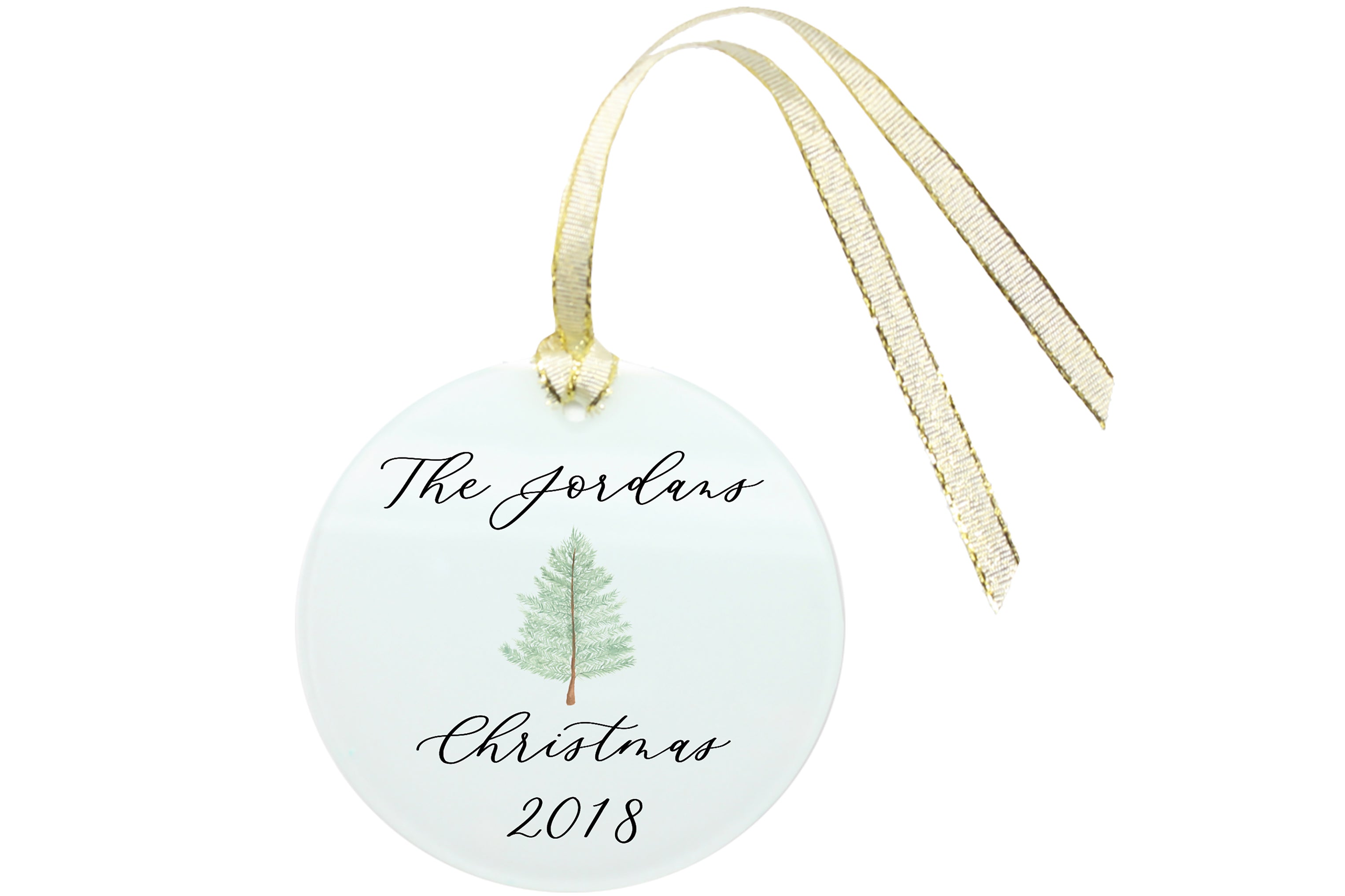 christmas ornament with a tree and a personalization in laura.