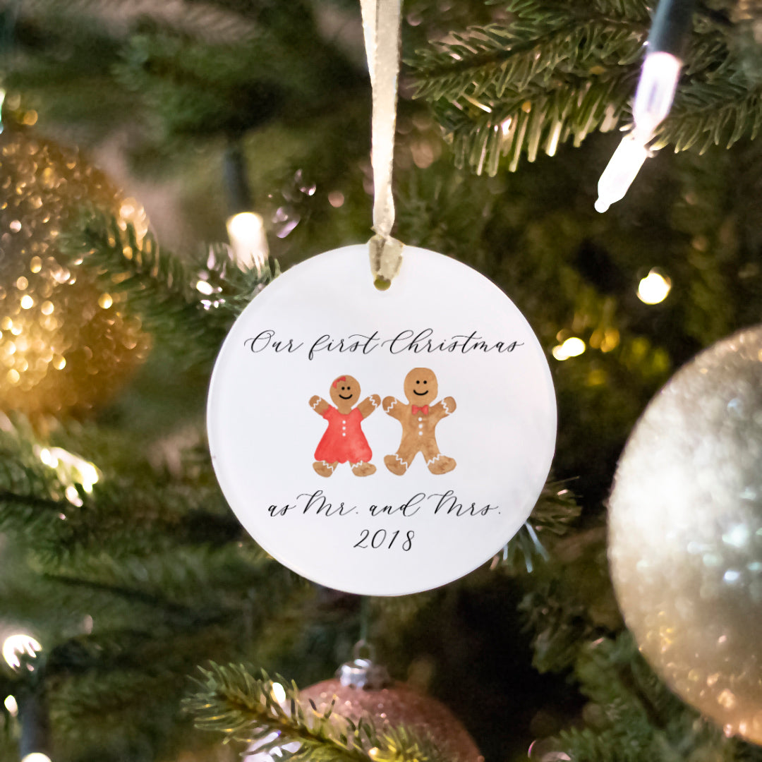 christmas ornament with ginger bread cookie personalized