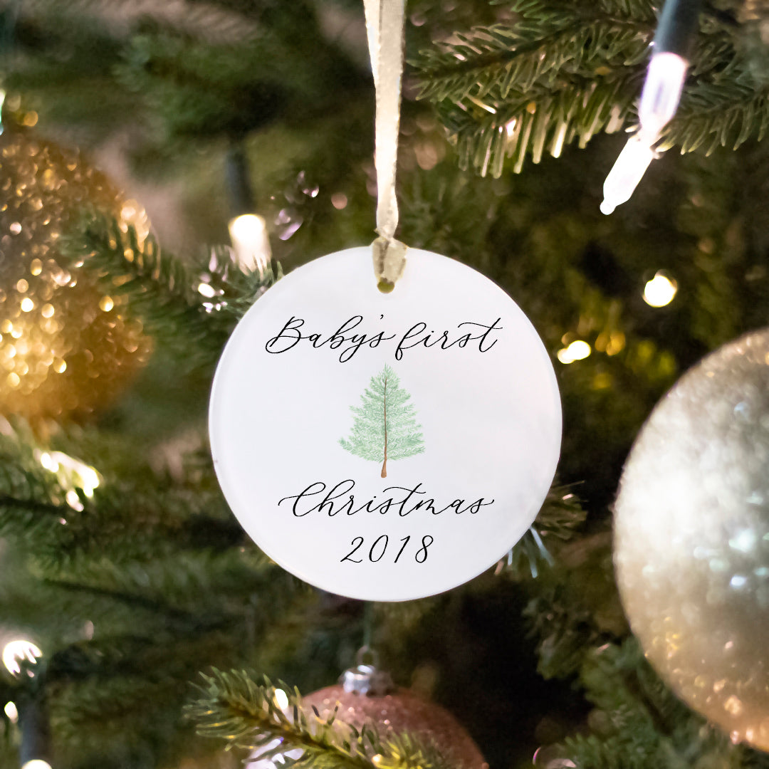 christmas ornament with a tree personalized