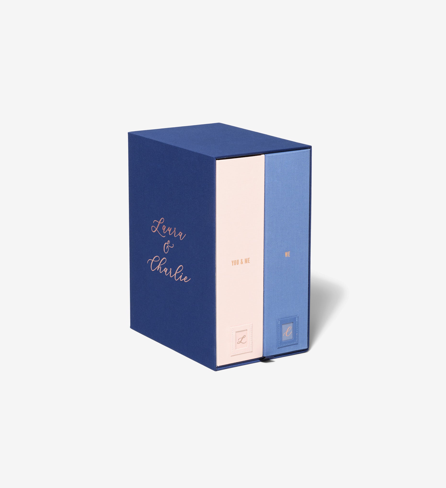 closed single something blue wedding deluxe keepsake box with perzonalization in laura.