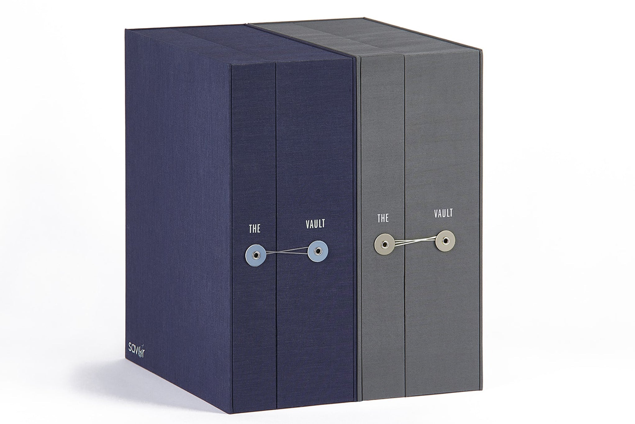 a something blue graduate vault keepsake box next to a slate one.