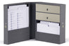 open slate family heritage vault keepsake box, with folders and labels.